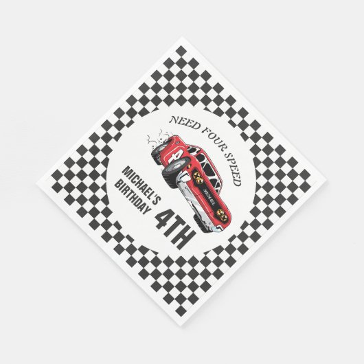 Rode Race auto Verjaardagsfeestuitnodiging Servet (Hoek)