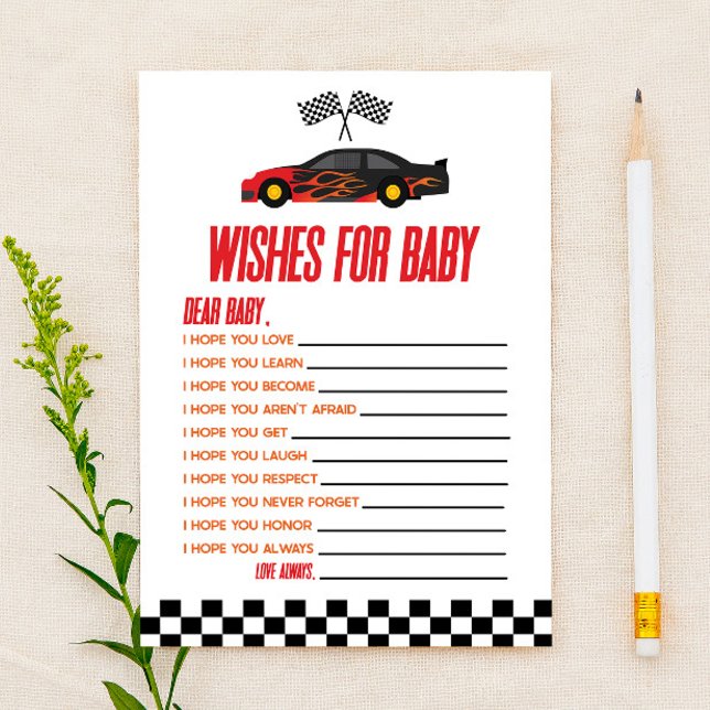 Rode Race auto wensen voor Baby shower spel (Creator heeft geüpload)