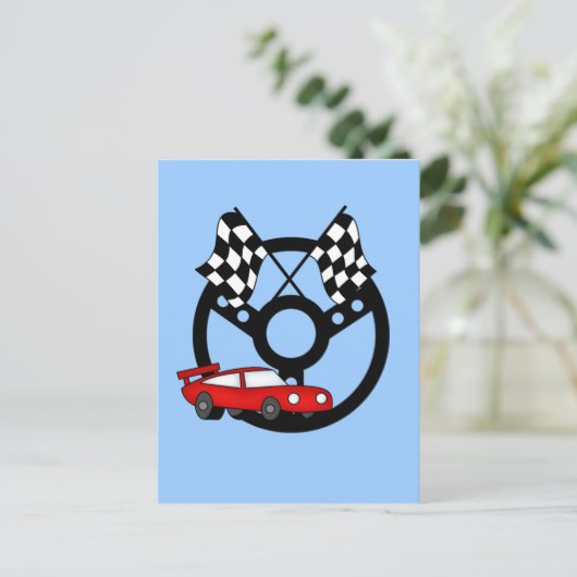 Rode Race Car Tshirts en Gifts Briefkaart (Staand voorkant)