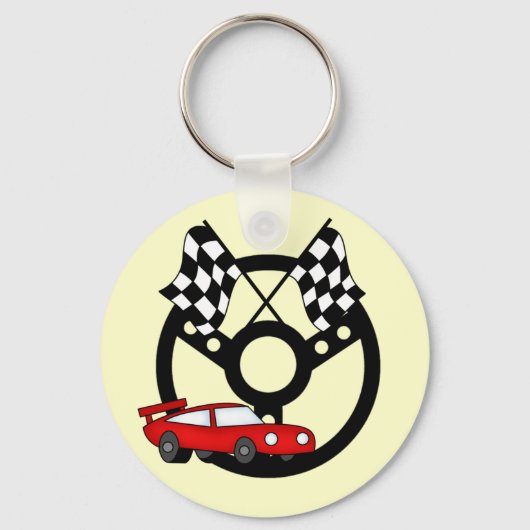 Rode Race Car Tshirts en Gifts Sleutelhanger (Voorkant)