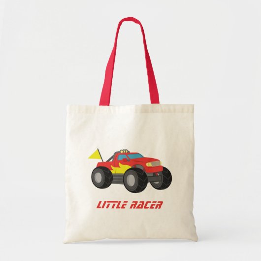 Rode race monstertruck tas voor jongens (Voorkant)