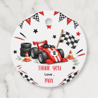 Rode Raceauto 2e Verjaardagsfeestje Bedankjes Labels
