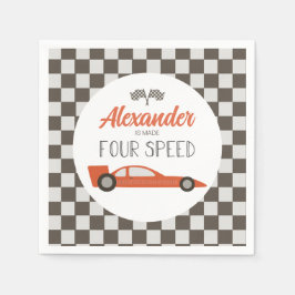 Rode Raceauto 4e Verjaardag Servet