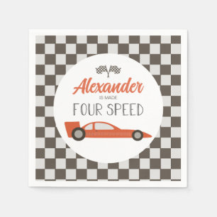 Rode Raceauto 4e Verjaardag Servet
