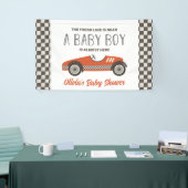 Rode Raceauto Baby Shower Spandoek (Beurs)