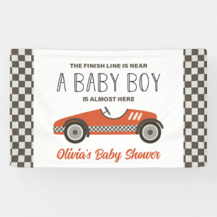 Rode Raceauto Baby Shower Spandoek