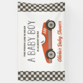 Rode Raceauto Baby Shower Spandoek (Verticaal)