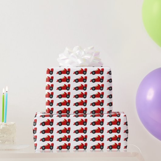 Rode raceauto cadeaupapier (Feestgeschenken)