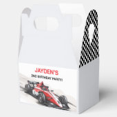 Rode raceauto feestgoedgevingendoos voor jongens bedankdoosjes (Geopend)