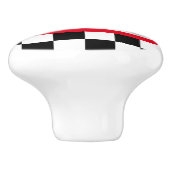 Rode raceauto, ingecheckte vlag grafische deurknop keramische knop (Zijkant)