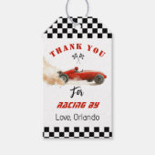 Rode raceauto Jongens race verjaardag dank je Cadeaulabel (Voorkant)