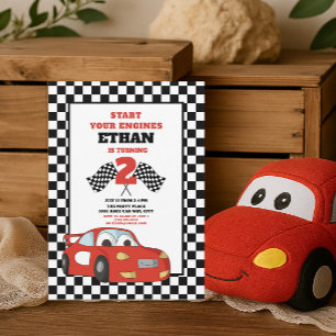 Rode raceauto kind verjaardag 2 jaar kaart