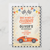 Rode raceauto kinderverjaardag kaart (Voorkant)