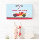 Rode raceauto kinderverjaardagsfeest achtergrond b spandoek (Insitu)