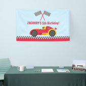 Rode raceauto kinderverjaardagsfeest achtergrond b spandoek (Beurs)