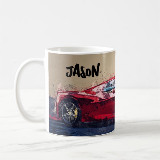 Rode Raceauto Koffiemok (Links)