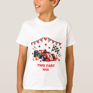 Rode Raceauto Twee Snel Verjaardag T-shirt