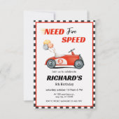 Rode raceauto verjaardag | Moet vijf versnellingen Kaart (Voorkant)