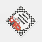 Rode raceauto voor kinderen Zwart Witte Verjaardag Servet (Hoek)