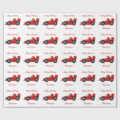 Rode raceautoverjaardag cadeaupapier (Vlak)