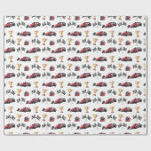 Rode raceautoverjaardagscadeauverpakkings papier (Vlak)
