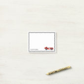 Rode racekaart jongens kids gepersonaliseerd post-it® notes (Op bureau)