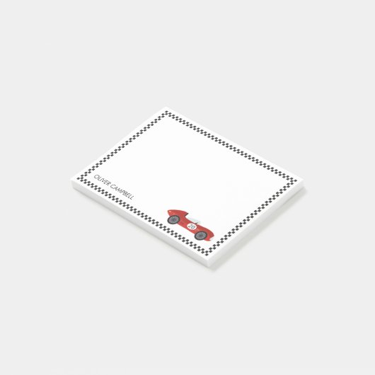 Rode racekaart jongens kinder gepersonaliseerd post-it® notes (Schuin)