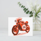 Rode  racemotorfiets briefkaart (Staand voorkant)