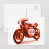 Rode  racemotorfiets briefkaart (Voorkant / Achterkant)