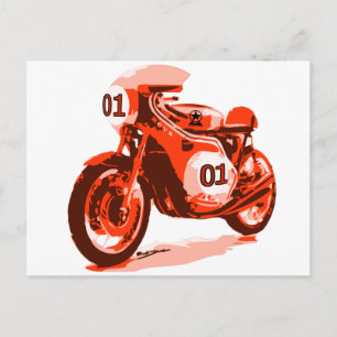 Rode racemotorfiets briefkaart