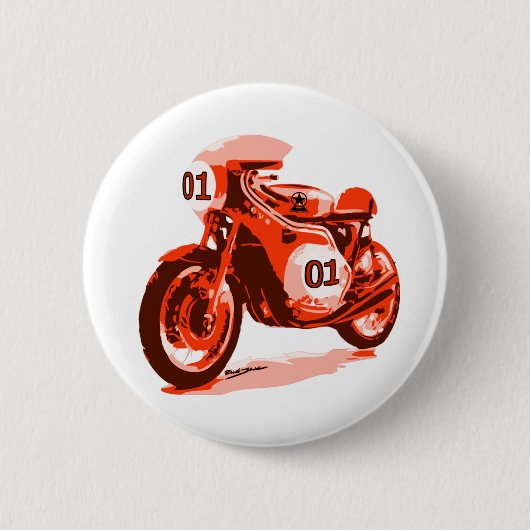 Rode  racemotorfiets ronde button 5,7 cm (Voorkant)