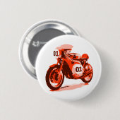 Rode  racemotorfiets ronde button 5,7 cm (Voorkant /achterkant)