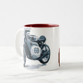 Rode racemotorfiets tweekleurige koffiemok (Voorkant links)