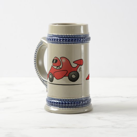 Rode racewagen bierpul (Voorkant links)