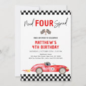 Rode racewagen moet vier versnellingen vierde verj kaart (Voorkant)