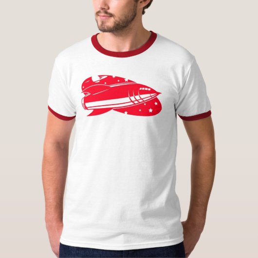 rode raketretro t-shirt (Voorkant)