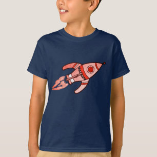 Rode raketruimtejongens zwart t-shirt