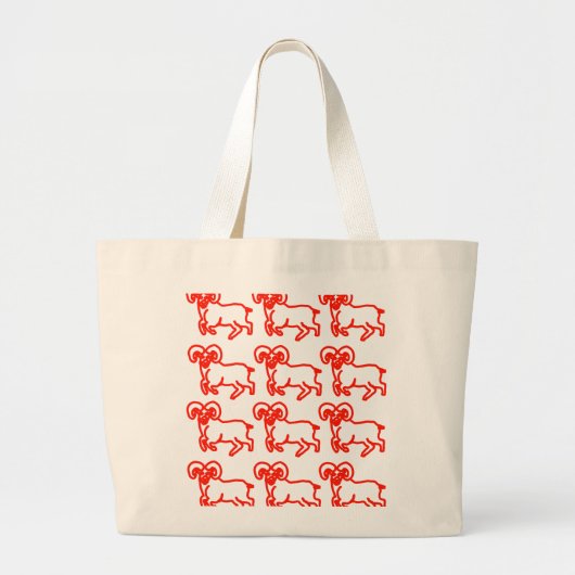 Rode Ram Patroon Tote Tas (Voorkant)