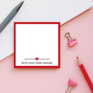 Rode rand en hart met liefde van post-it® notes
