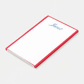 Rode Rand Monogrammen Naam Blauw Wit Post-it® Notes (Schuin)