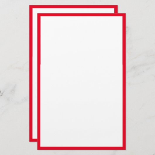 Rode Rand Randen Wit Blank Classy Custom Trendy Briefpapier (Voorkant / Achterkant)