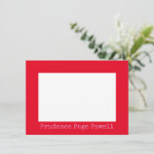Rode rand roze, gepersonaliseerde platte briefkaar kaart (Staand voorkant)