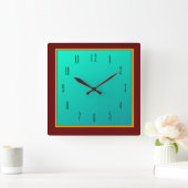 Rode rand/Zee Groen centrum> Plain wall Klock Vierkante Klok (Huis)
