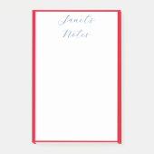 Rode randen monogrammen Naam Aangepast Post-it® Notes (Voorkant)