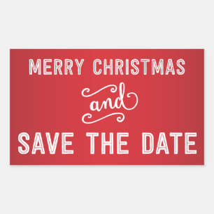 Rode Rechthoek Save The Date Kerststickers Rechthoekige Sticker