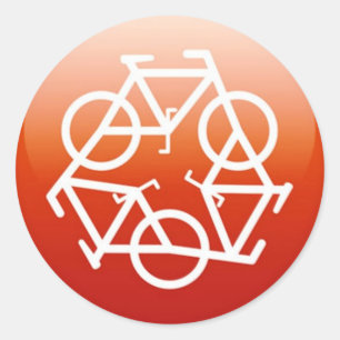 Rode recyclen symbool ronde sticker
