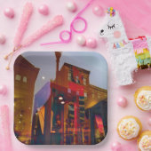 Rode reflecties op de straat van Philadelphia Papieren Bordje (Feest)