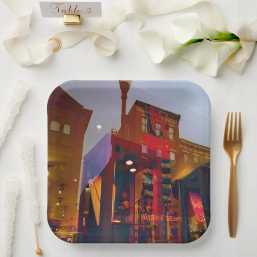 Rode reflecties op de straat van Philadelphia Papieren Bordje (Huwelijk)