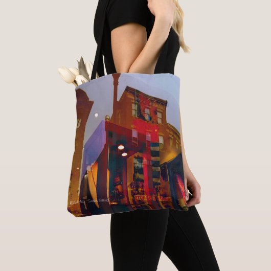Rode reflecties op de straat van Philadelphia Tote Bag (Dichtbij)