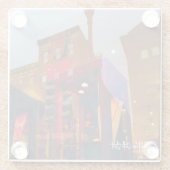 Rode Reflecties op de straten van Philadelphia Glazen Onderzetter (Achterkant)